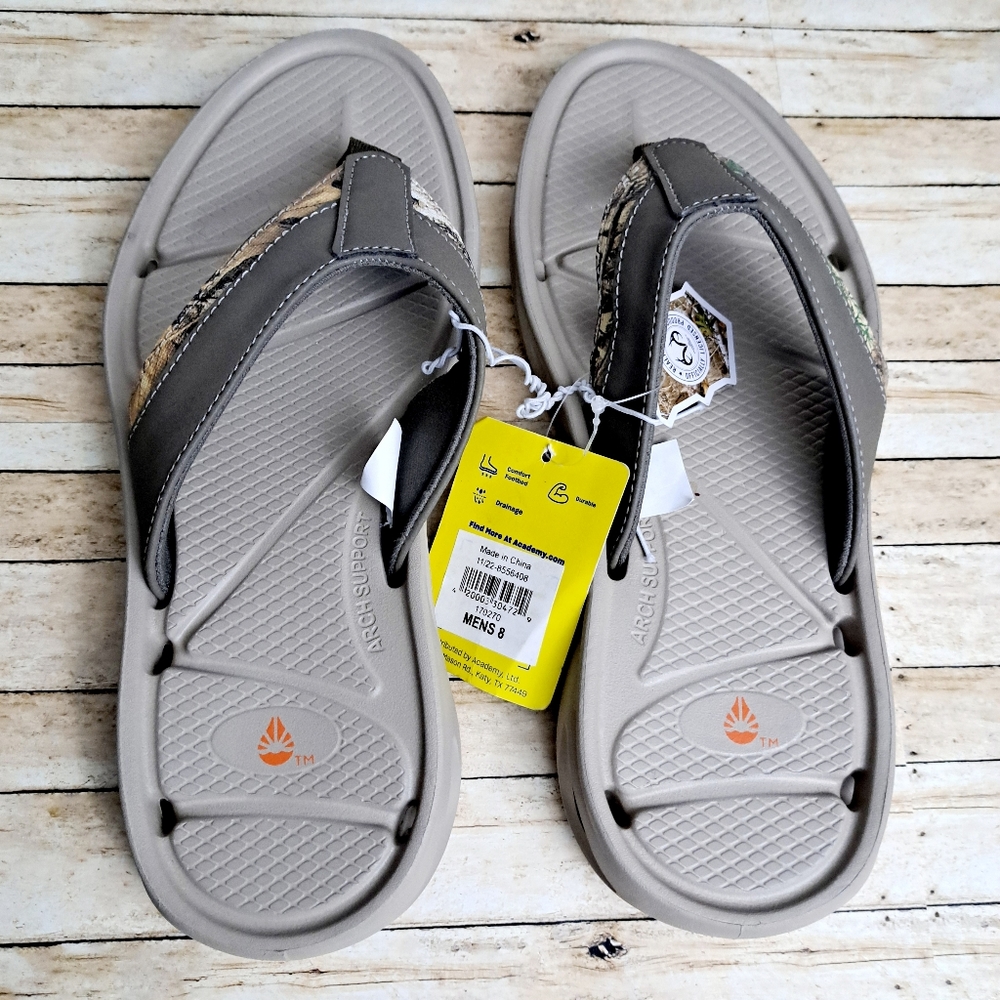 O'Rageous ReelTree Khaki Flip Flop Arch Support Flip flop Thong Sandals Sz 8